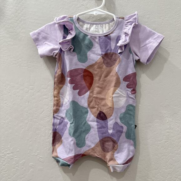 Rags Purple Watercolor Ruffle Romper - Picture 1 of 8